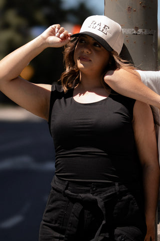 The Gemma Cap Sleeve Tank Top in Black