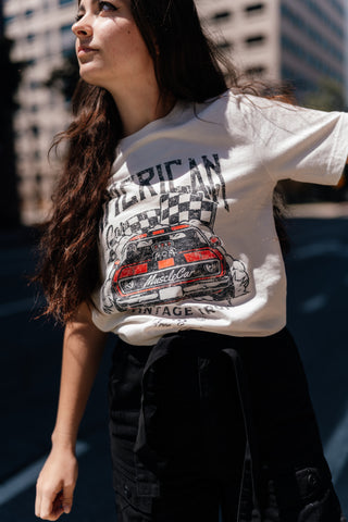 The Violet Vintage Graphic Tee in Natural