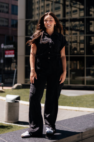 The Blakely Jumpsuit in Washed Black