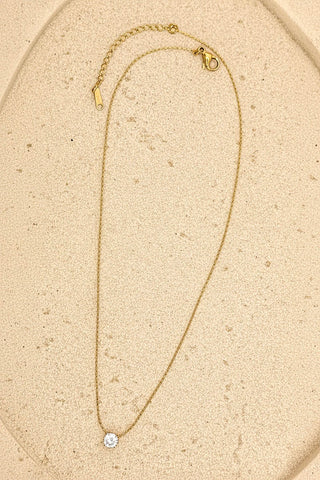 The Tessa Round Solitaire Necklace in Gold